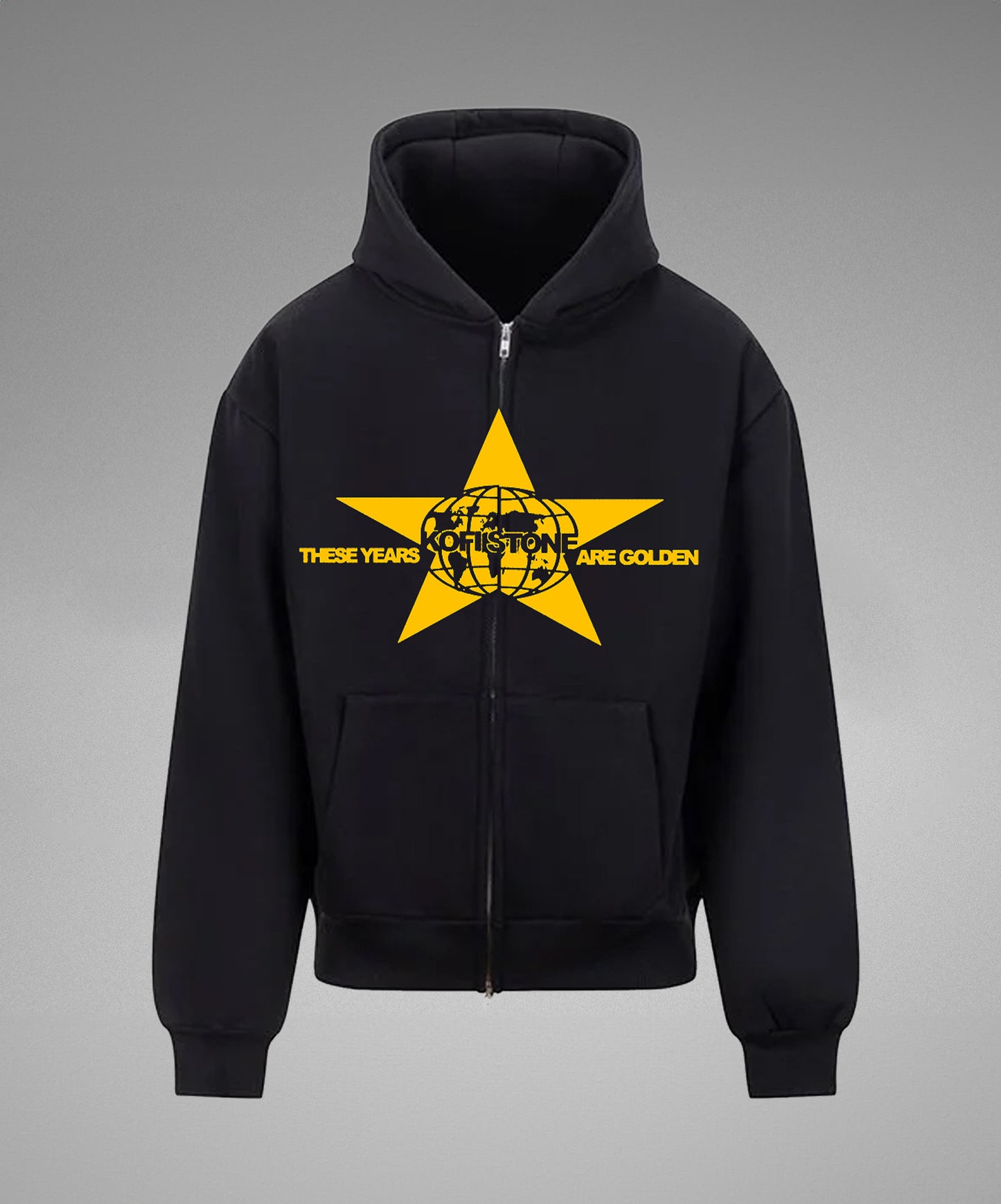 Kofi Stone Star Zip Hoodie Black